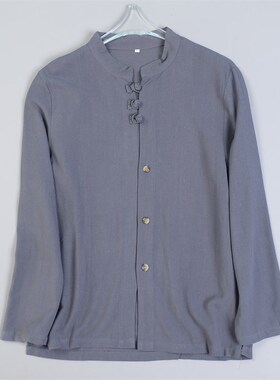 中国风男装棉麻衬i衫9.10L80337秋季复古盘扣中式休闲禅意长袖上