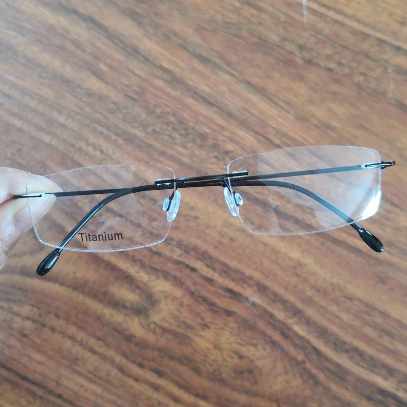 超轻纯钛无框眼镜架女商务男款近视眼镜框平光镜记忆钛镜架配眼镜
