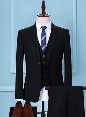 西服套装男d士三件套新郎服装结婚礼服男L西装套装修身韩版正装秋
