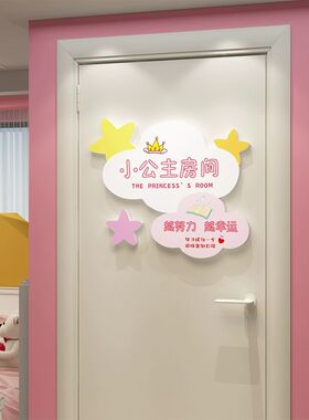 网红公主门上创意挂牌装饰品女生儿童小房间布置卧室墙面物件贴纸