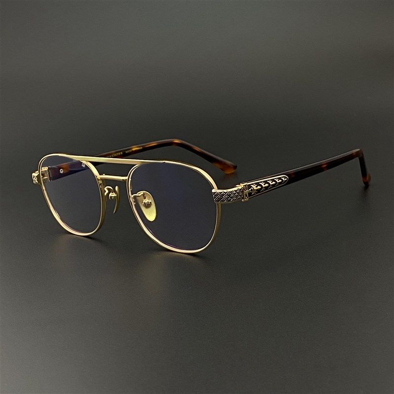 双梁纯钛超轻覆古全框眼镜百搭显瘦防蓝光平光近视变色眼镜架男女