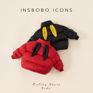 儿童羽绒服2023兔年新款男童过年红色衣服女童拜年服新年羽绒外套