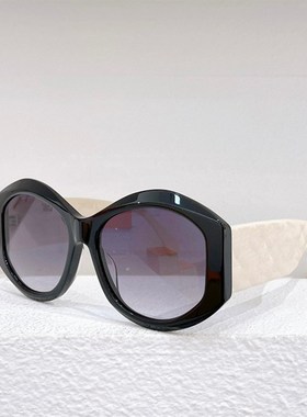 新品椭圆大框遮阳墨镜5486男女通用太阳眼镜时尚格纹镜腿黑白绿蓝