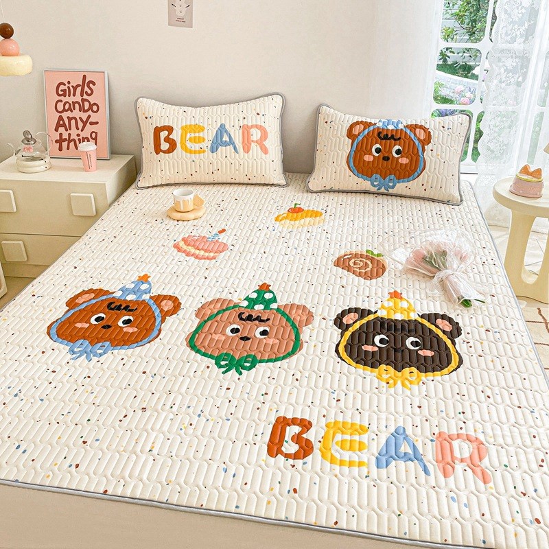 乳胶凉席a三件套夏季裸睡冰丝席可水洗机洗卡通少儿单人床单软席