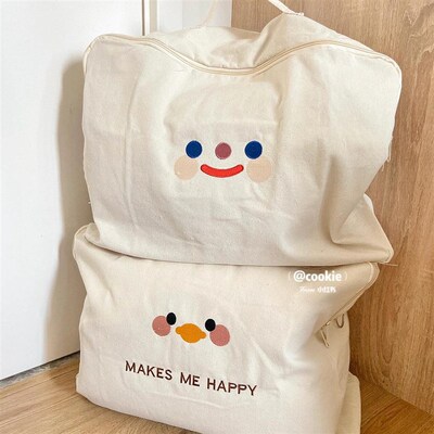 幼儿园被a子收纳袋可爱笑脸帆布储物袋大容量住校生秋冬装被子专
