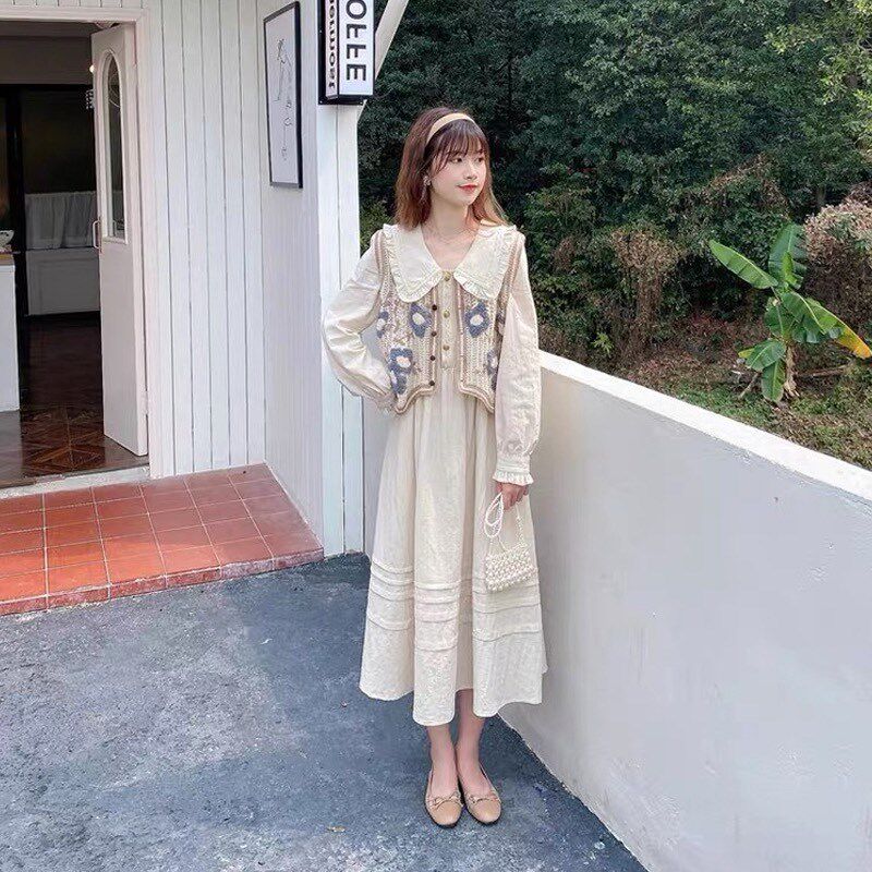 哺乳衣外出e辣妈款秋装套装马甲连衣裙宽松哺乳期秋季女装喂奶裙