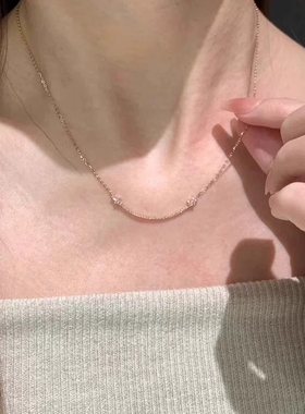半糖甜心微笑几何满钻锁骨链