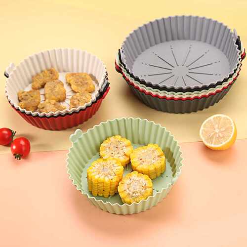 圆形烘焙烤箱硅胶专用烤盘 Air fryer silicone pot 空气炸锅烤垫
