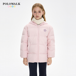 POLOWALK童装女童中长款羽绒服2025年新款秋冬中大童外套保暖潮
