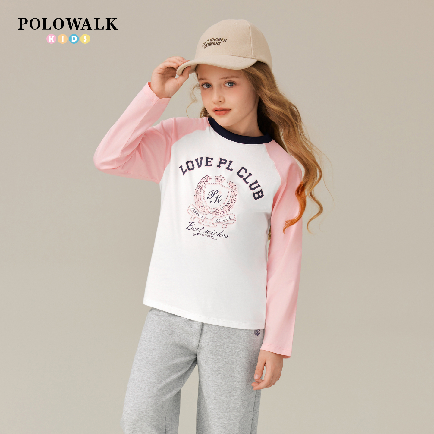 POLOWALK童装女童长袖T恤