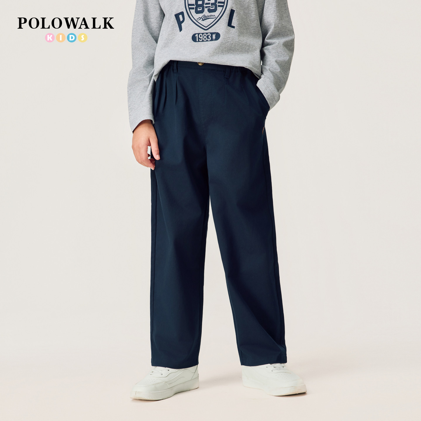 POLOWALK童装男童休闲裤2026春季新品中大童直筒运动裤百搭长裤