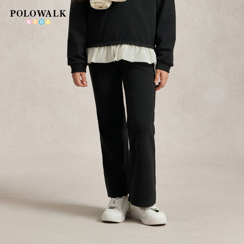 POLOWALK女童卫裤早秋新品松紧腰微喇中大童字母刺绣洋气微喇裤子