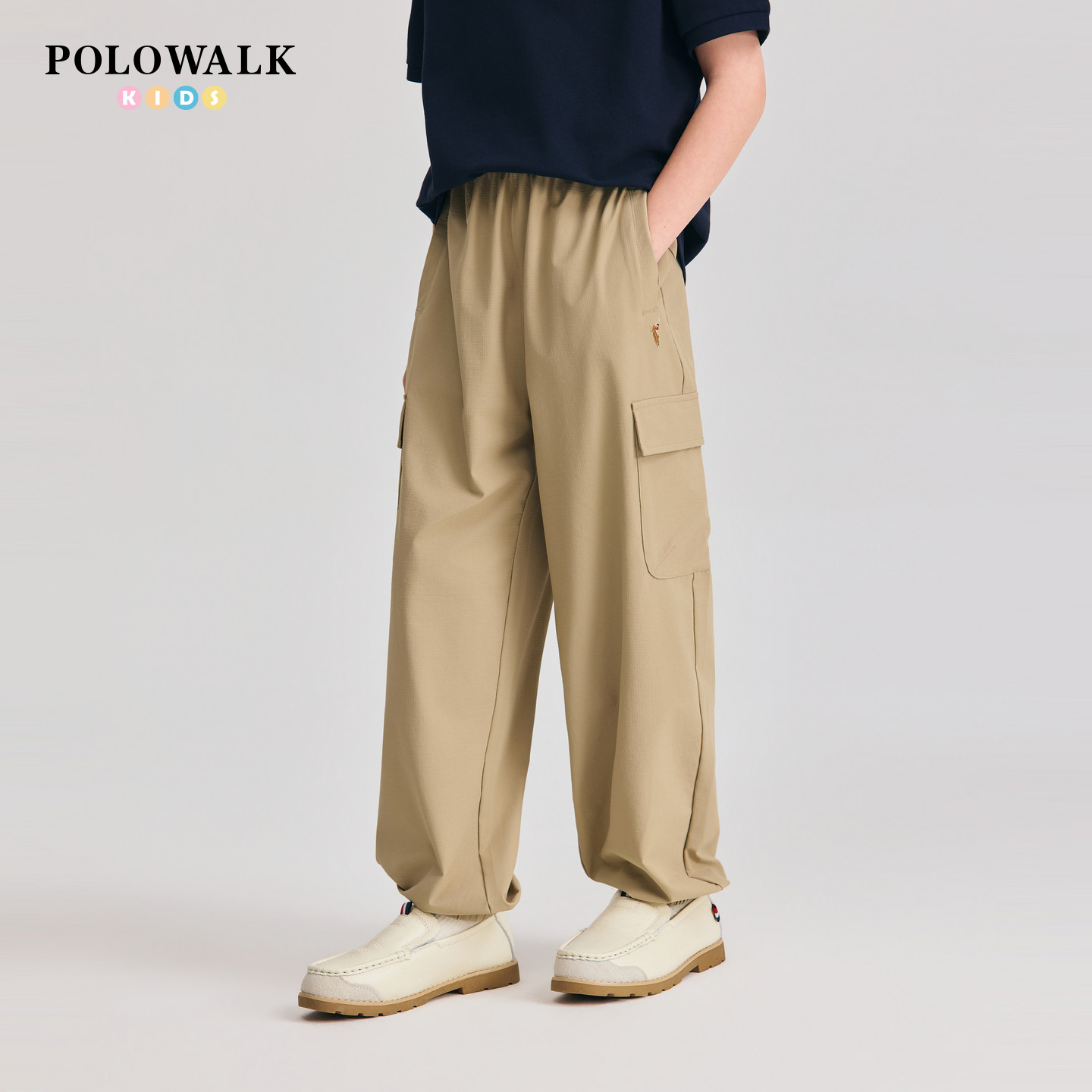 【吸湿透气】POLOWALK童装26春夏新品男童休闲裤束脚工装裤运动裤