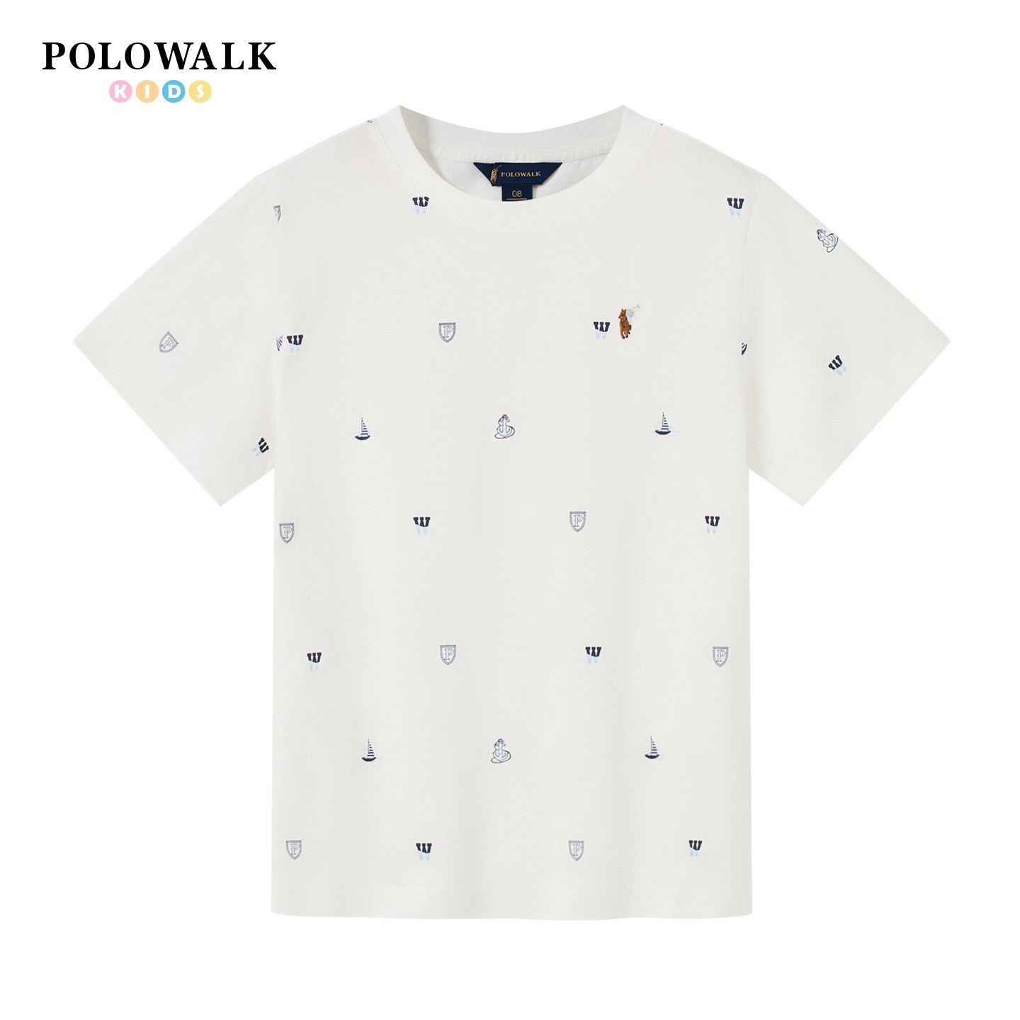 POLOWALK童装2026夏季新品男童短袖T恤圆领套头短袖海洋元素印花
