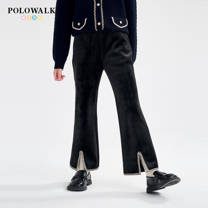 POLOWALK童装女童阔腿裤2025春秋新款时尚百搭垂感小个子休闲长裤