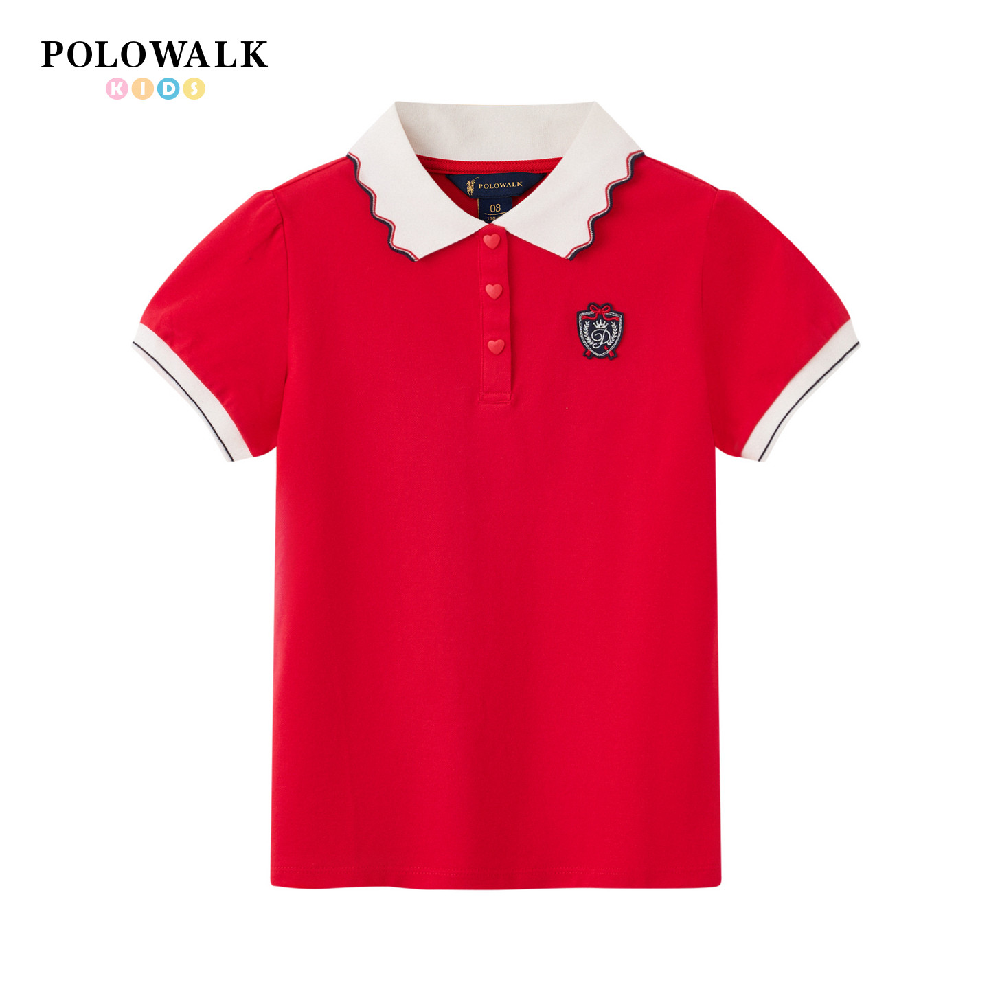 POLOWALK童装2026夏季新品女童短袖T恤撞色拼接POLO衫翻领上衣