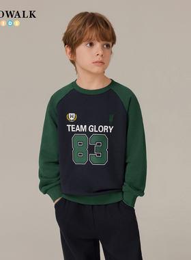 POLOWALK童装男童卫衣2025秋冬新品圆领套头外套撞色休闲百搭上衣