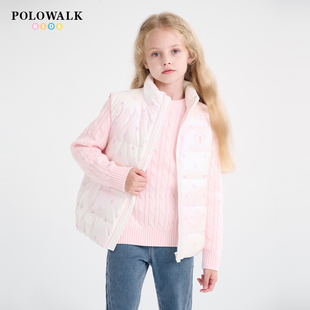 女童羽绒马夹简约时尚 立领无袖 儿童外套 2025秋冬新品 POLOWALK童装