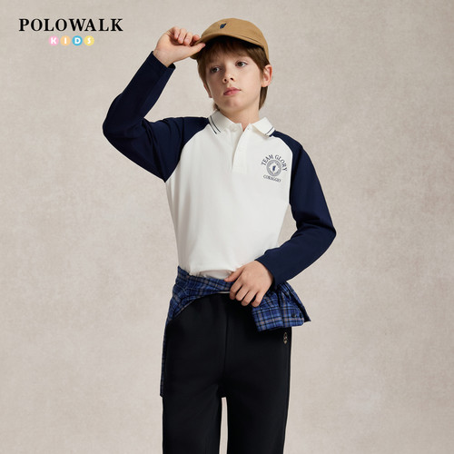 POLOWALK男童长袖T恤翻领polo