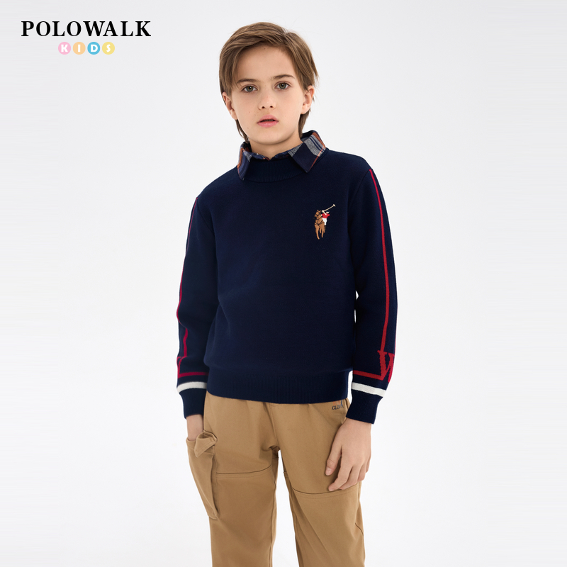 POLOWALK男童半高领针织毛衣