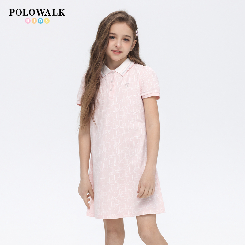 POLOWALK童装女童短袖连衣裙