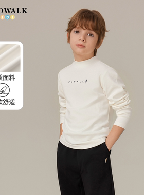 POLOWALK童装男童长袖T恤基础打底衫26春夏新款印花半高领上衣