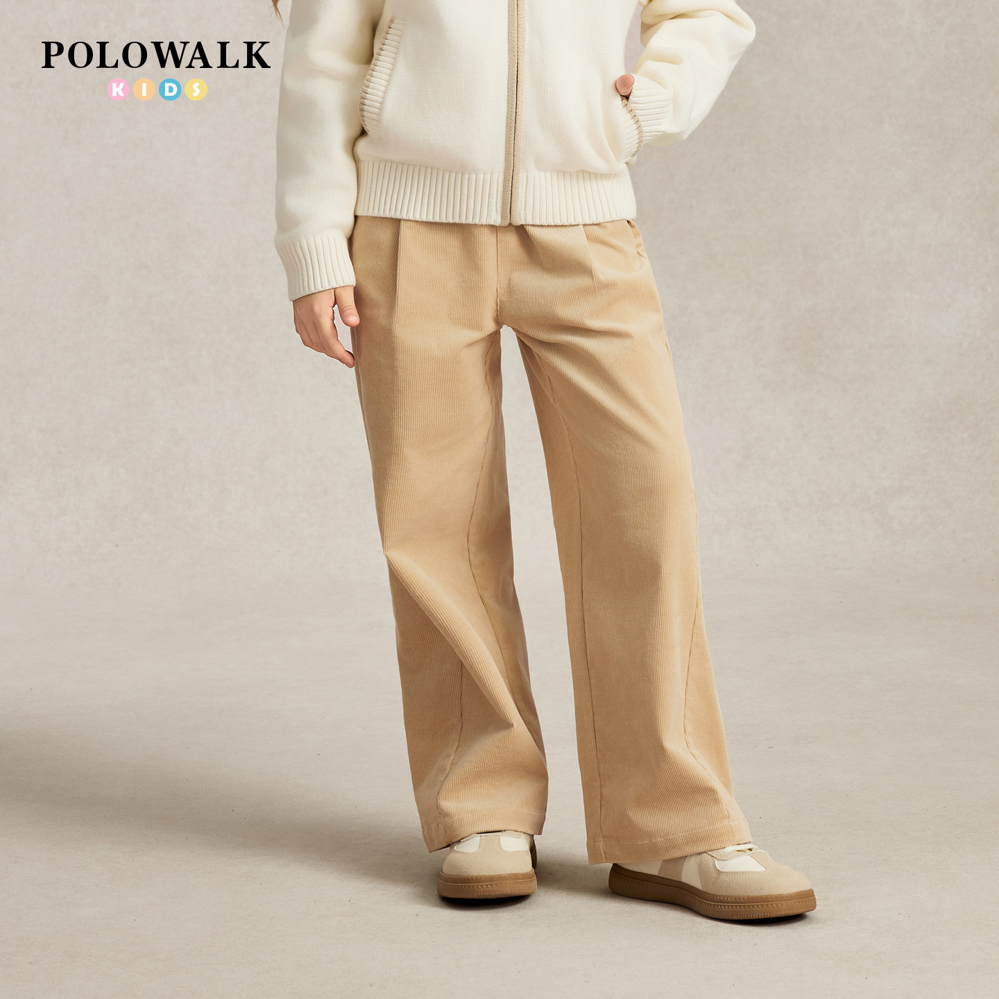 POLOWALK女童卫裤灯芯绒阔腿裤