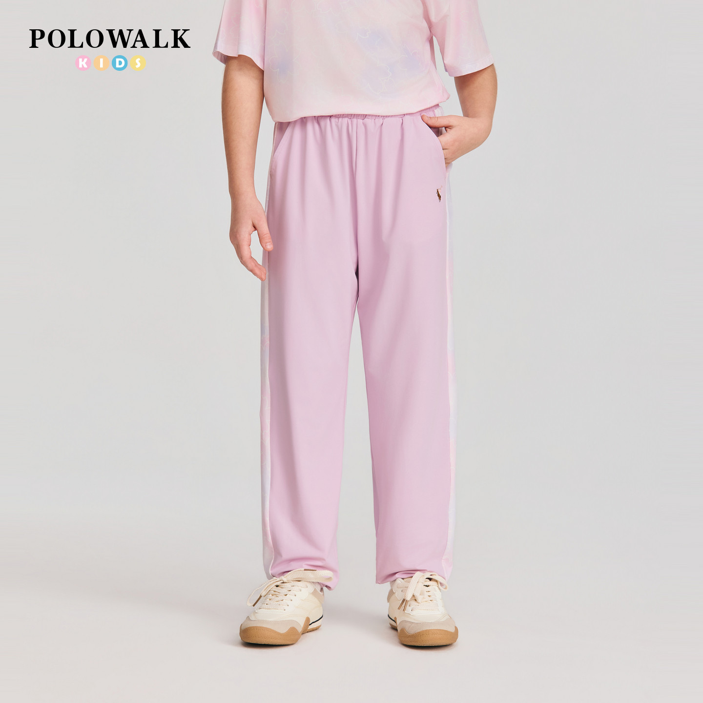 【UPF50+】POLOWALK童装2026夏季女童薄款束脚儿童长裤休闲裤运动