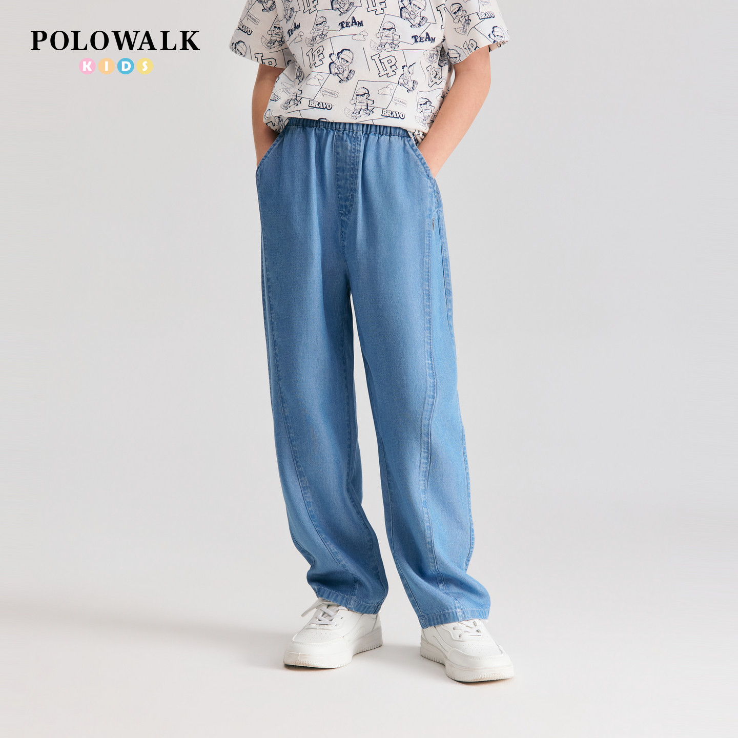【莱赛尔】POLOWALK男童休闲裤2026夏季新品松紧腰百搭直筒休闲裤