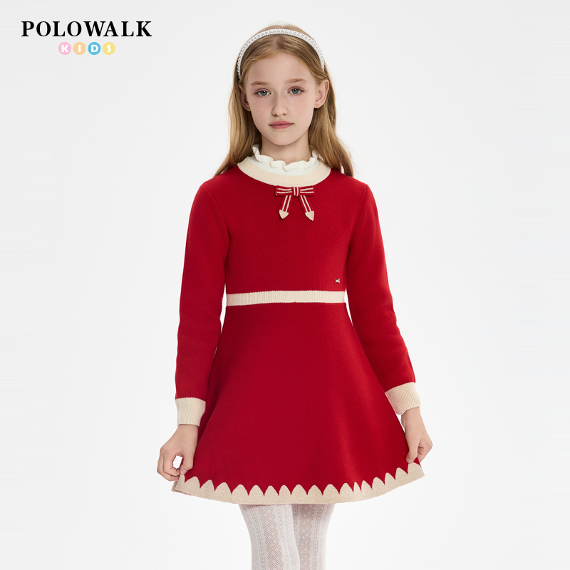 POLOWALK圆领本命年长袖连衣裙