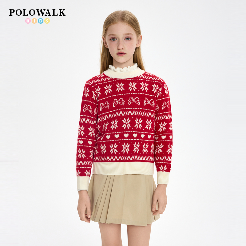 POLOWALK女童翻领针织衫