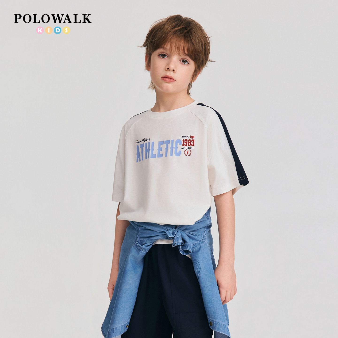 POLOWALK男童短袖T恤舒适圆领图片