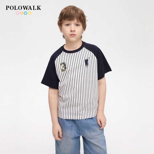 POLOWALK童装男童纯棉短袖T恤