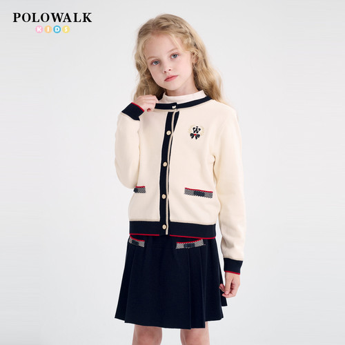 POLOWALK女童学院风两件套开衫