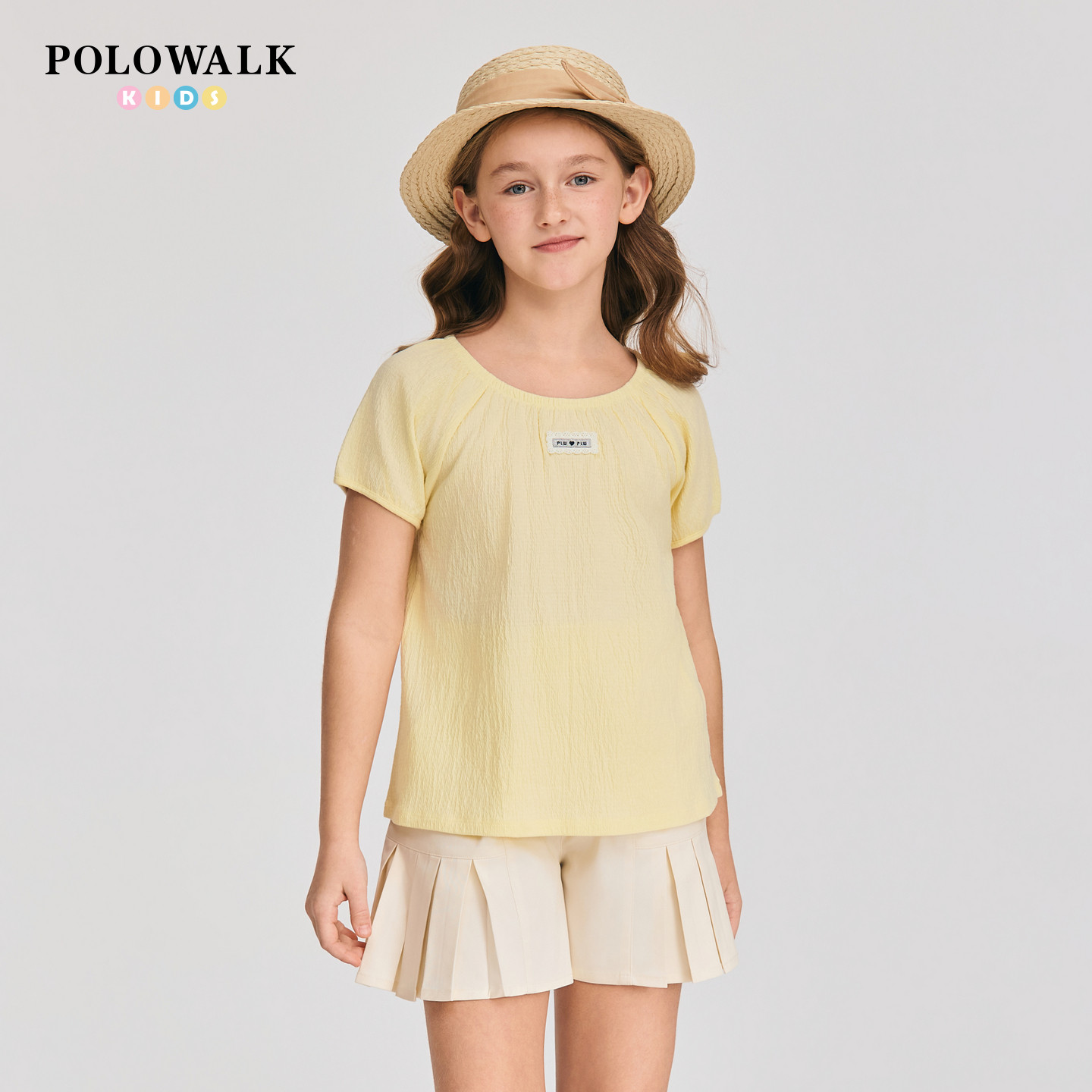 POLOWALK女童短袖T恤圆领打底衫图片