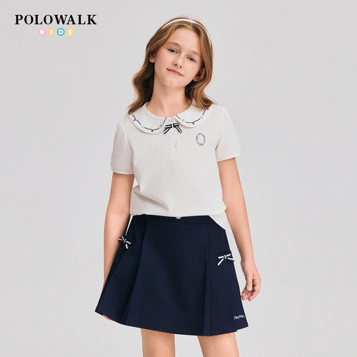 POLOWALK童装2026夏季新品女童短袖T恤娃娃领甜美上衣休闲POLO衫