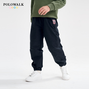 POLOWALK童装新品2026春夏男童梭织休闲裤男款宽松慵懒风束脚裤