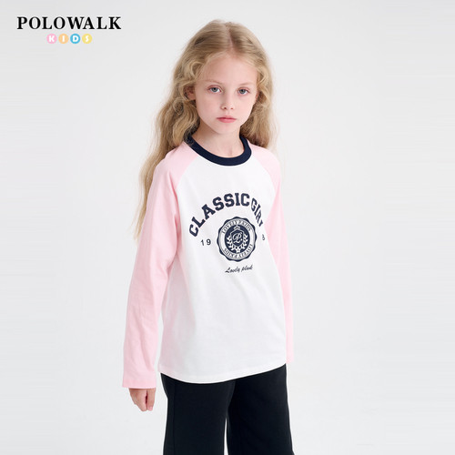 POLOWALK纯棉撞色长袖T恤