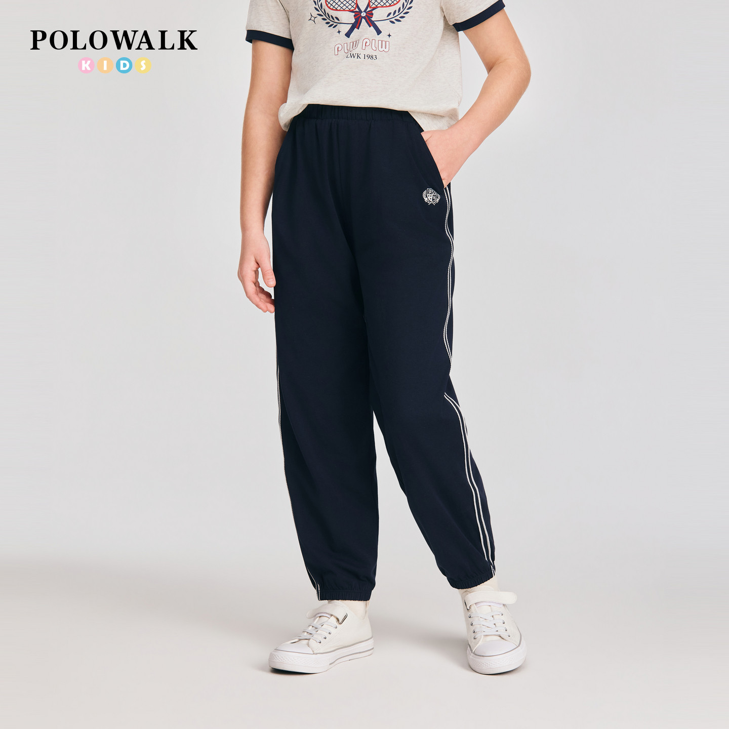 【莫代尔】POLOWALK童装2026春夏新品女童运动裤休闲百搭束脚卫裤