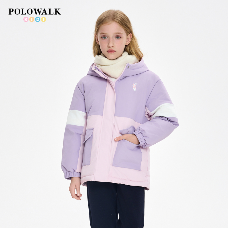 POLOWALK女童中长款加厚羽绒服