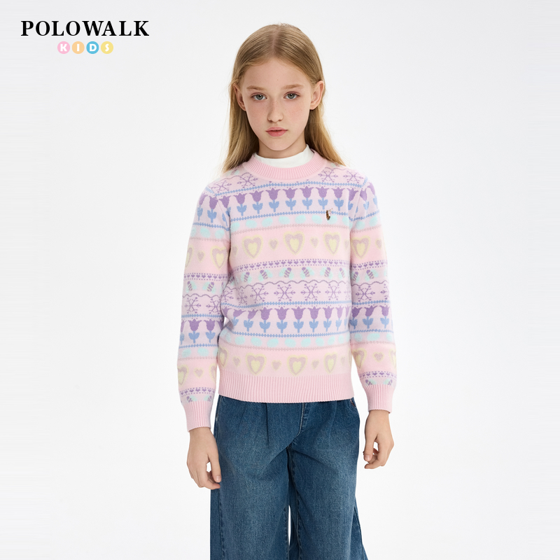 POLOWALK女童百搭长袖针织衫
