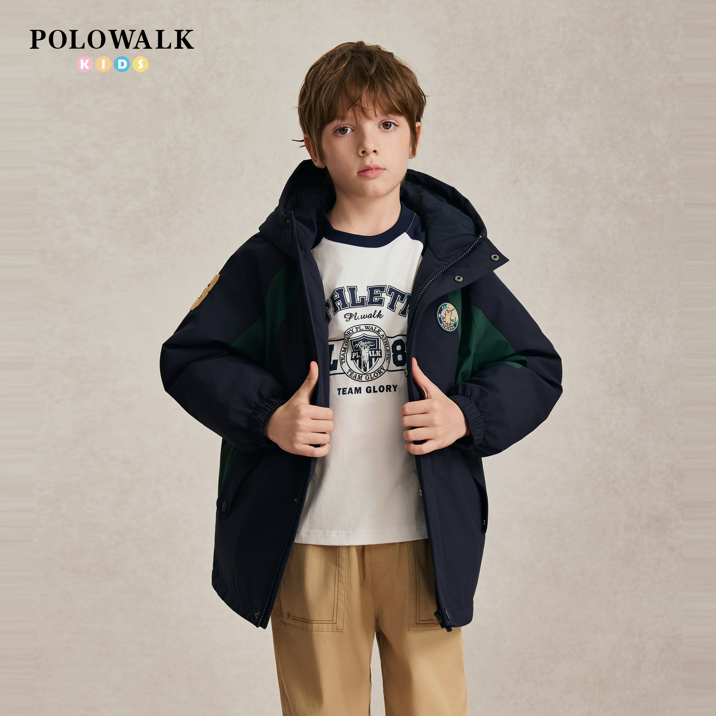 POLOWALK童装2026冬季新品男童羽绒服含90%鸭绒量休闲户外大衣