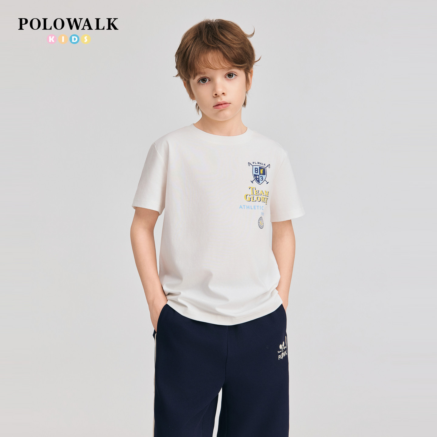 POLOWALK男童短袖T恤舒适圆领