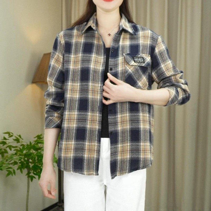 2025夏季薄款格子衬衫女宽松大码格子衬衣防晒外套格子百搭休闲