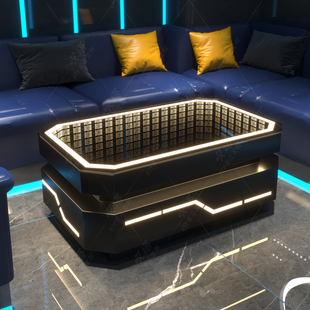 KTV深渊发光茶几酒吧会所轻奢吧台散台桌玻璃不锈钢专用桌子定制