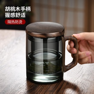 耐热玻璃杯个人专用办公室茶水分离泡茶杯家用喝水绿茶三件茶道杯