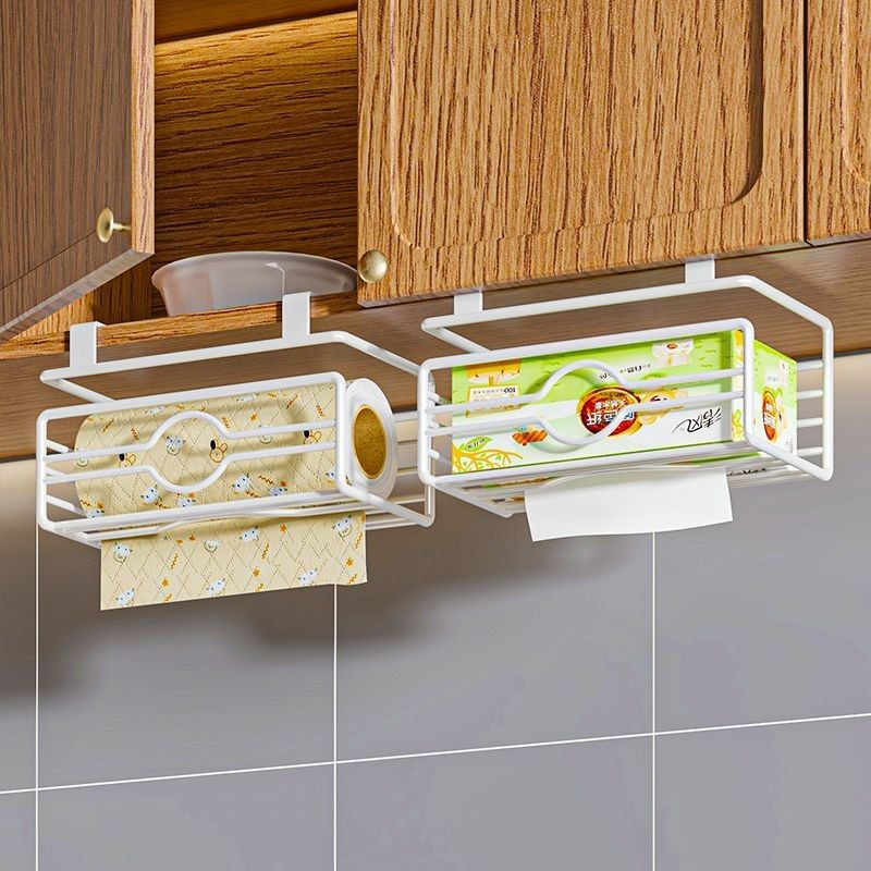 厨房纸巾架免打孔铁艺用纸架家用餐巾纸湿巾挂架橱柜门壁挂抽纸盒,收纳整理,纸巾架,淘宝优惠券,粉丝福利购,淘宝优惠卷