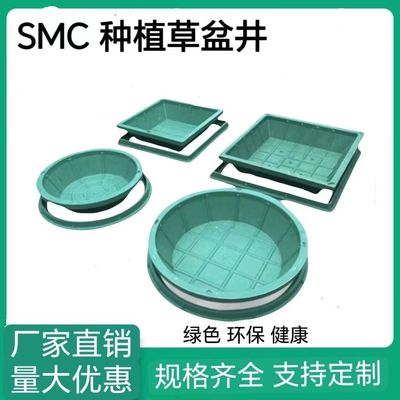 SMC高强度树脂复合草盆井下沉式井盖植草井隐形井草坪井绿化井盖