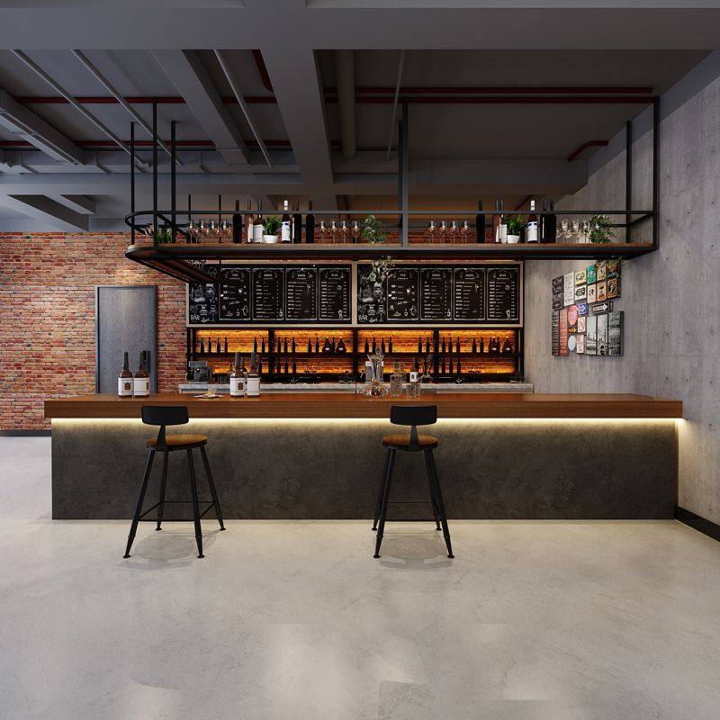 复古简约水泥灰色收银台酒吧咖啡餐饮店前台接待台工业风吧台桌图片