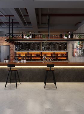 复古简约水泥灰色收银台酒吧咖啡餐饮店前台接待台工业风吧台桌